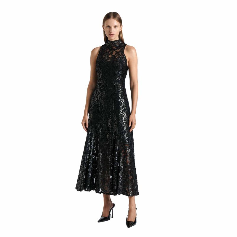Cue Tapestry Lurex Racer Midi Dress image number 0